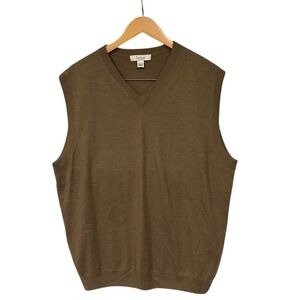 Men's TURNBURY‎ Taupe Heather Tan Brown Cashmere Sweater Vest L